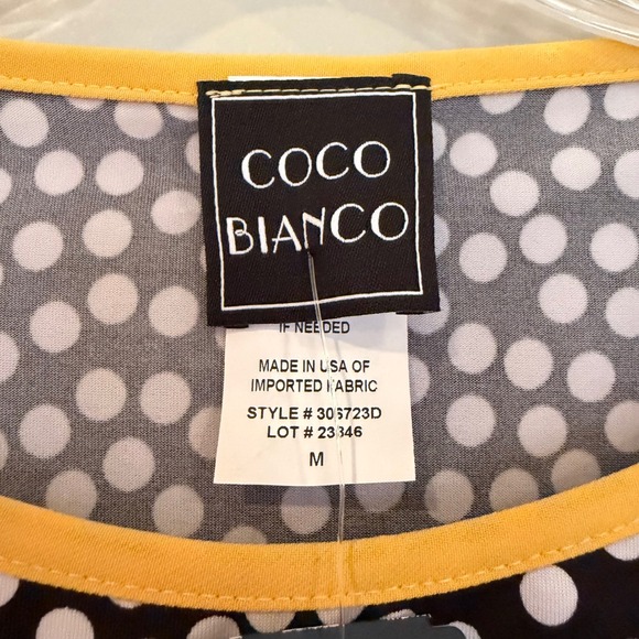 COCO BIANCO Polka Dot Bell Sleeve Blouse Womens M Black Feminine Career Workwear - Picture 3 of 11